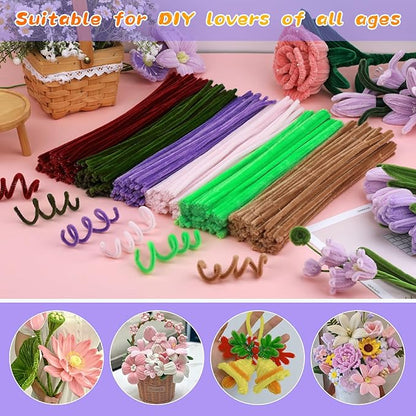 Pipe Cleaners, 100Pcs Pipe Cleaners Supplies for Flower Making DIY Craft, Chenille Stems Pipe Cleaners Art Supplies for Festivals Crafts Decorations/Purple