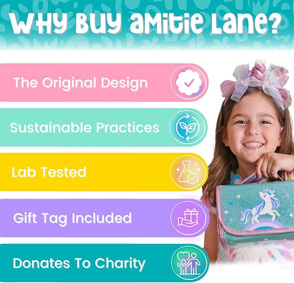Amitié Lane Silly Scented Markers For Kids. Arts & Crafts Unicorn Gifts for Girls 6-8. Fun Kids Toys For Girls that includes Unicorn Markers, Crayons, Stickers and Carrying Case.