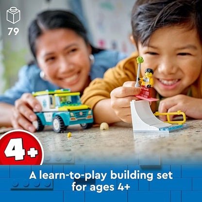 LEGO City Emergency Ambulance and Snowboarder Toy Vehicle Playset for Kids, Boarder and Paramedic Minifigures, Imaginative Pretend Play Winter Toy for Boys and Girls Ages 4 and Up, 60403