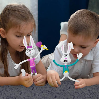 ArtCreativity Bendable Easter Bunny Figurines, Set of 8, Easter Toys for Kids with 4 Colorful Designs, Easter Basket Stuffers for Toddlers, Stress Relief Fidget Toys for Kids, Great Gift for All Ages