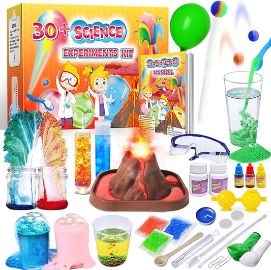 UNGLINGA 30+ Experiments Science Kits for Kids, S.T.E.M Educational Project Activities Toys Gifts for Boys Girls, Chemistry Set, Bouncy Ball, Volcano Eruption