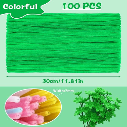 100 Pieces Pipe Cleaners Chenille Stem, Fruit Green Pipe Cleaners Set for DIY Arts Crafts Decorations, Chenille Stems (Fruit Green)