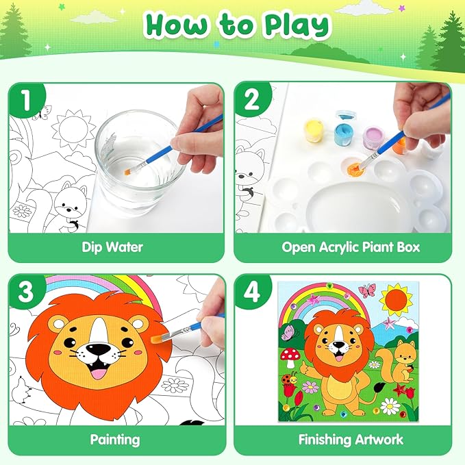 pigipigi Acrylic Paint Set Activity for Kids, Easter Basket Stuffers Art Craft Paints Gifts for Girls Boys Party Favor Games DIY Supplies, Valentine's Day Gifts for Kids