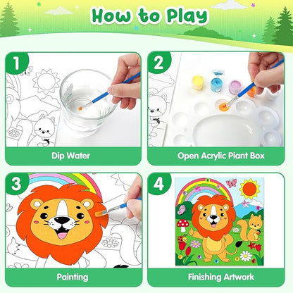 pigipigi Acrylic Paint Set Activity for Kids, Easter Basket Stuffers Art Craft Paints Gifts for Girls Boys Party Favor Games DIY Supplies, Valentine's Day Gifts for Kids