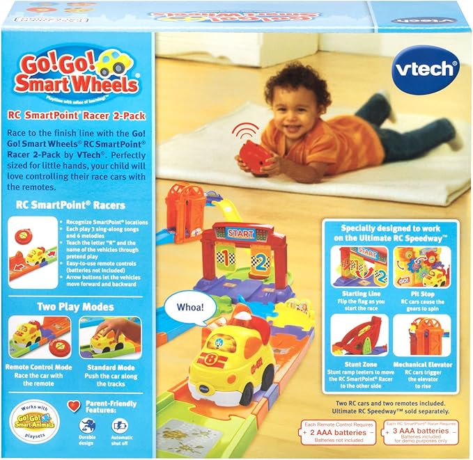 VTech Go! Go! Smart Wheels Speedway RC SmartPoint Racer (2 Pack), Multicolor