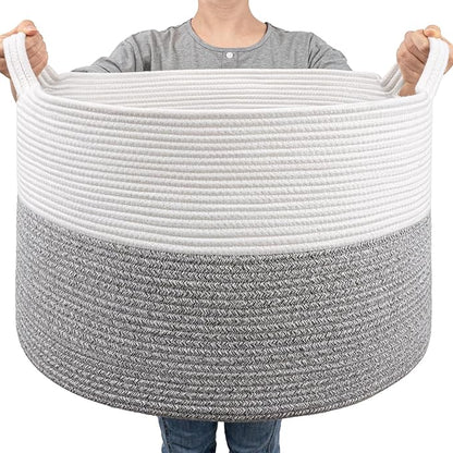Goodpick Extra Large Rope Basket, 83L Blanket Basket Living Room, Baby Toy Storage, Woven Storage for Clothes, Big Toy Bin for Kids Organizer, 21.7 x 13.8 inches