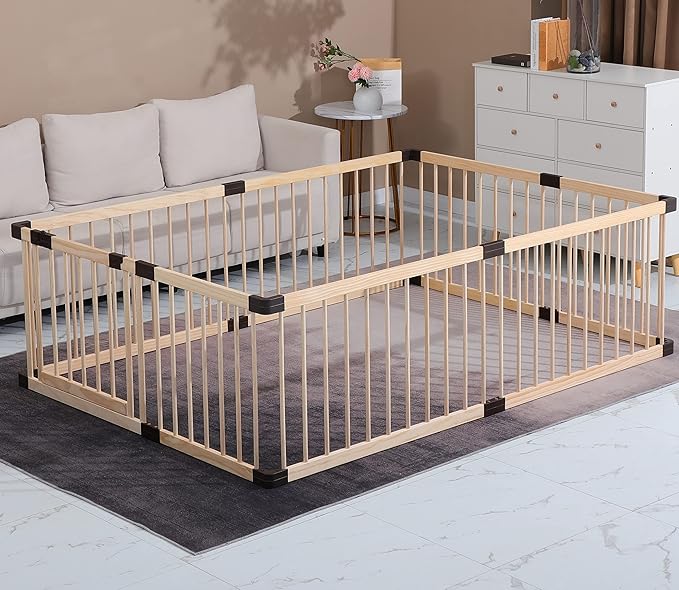 Baby Playpen,Playpen for Babies and Toddlers, Wooden Baby Playpen,79x71, Baby Play Pen,Baby Play Fence,Baby Play Yards,Baby Activity Center (180x200CM)