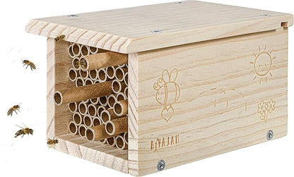 Rivajam Build a Bee House DIY Woodworking Project | Solitary Mason Bee House Nesting Box Wood Building Kit & Tools | Garden Arts & Crafts Activities for Toddler Boys & Girls Kids Teens Adults & Family