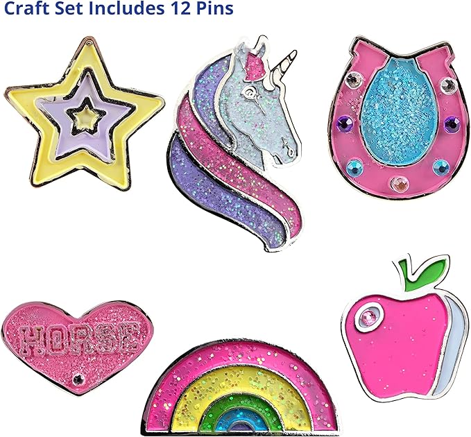 Breyer Horses Paint and Wear Enamel Pins Craft Set | Pins, Paints, Glitter & Rhinestones | Includes 12 Enamel Pins | Model #4240