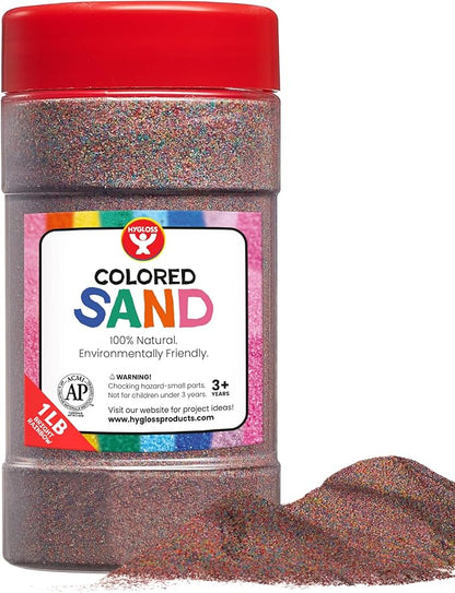 Hygloss Products Colored Play Sand - Assorted Colorful Craft Art Bucket O' Sand, Bright Rainbow, 1 lb