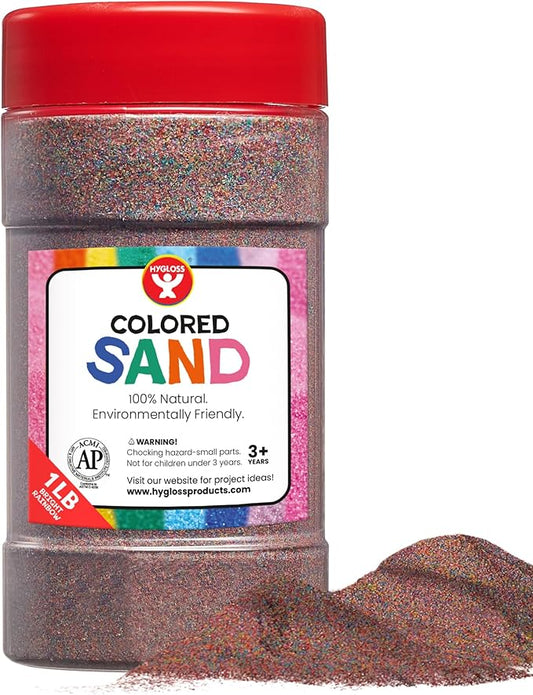 Hygloss Products Colored Play Sand - Assorted Colorful Craft Art Bucket O' Sand, Bright Rainbow, 1 lb