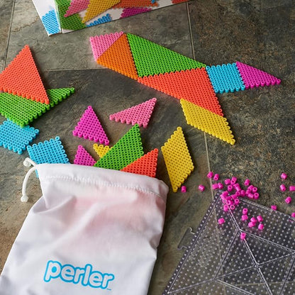 Perler Tangram Shape Puzzle Educational Fuse Bead Craft Kit for Kids, Multicolor 2404 Piece