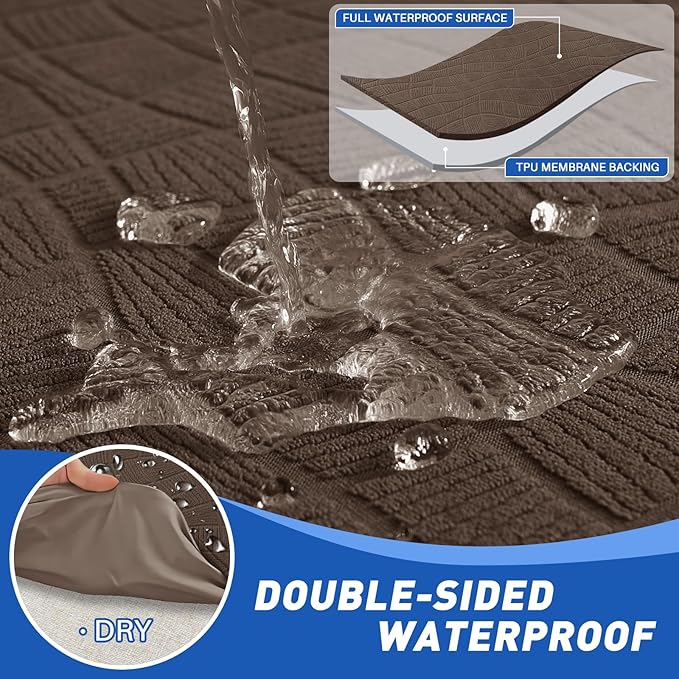 MAXIJIN Waterproof Small Recliner Chair Covers 3 Pieces Recliner Cover That Stay in Place, Lazy Boy Recliner Slipcovers with Pockets Reclining Protector for Pet (Small Recliner, Light Coffee)