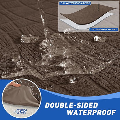 MAXIJIN Waterproof Recliner Chair Covers 3 Pieces Recliner Cover That Stay in Place, Washable Lazy Boy Recliner Slipcovers with Pockets Reclining Protector for Pet, Kids (Recliner, Light Coffee)