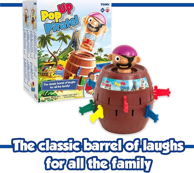 TOMY Pop Up Pirate Board Game - Swashbuckling Kids Games for Family Game Night - Christmas Gifts for Kids Fun Christmas Games and Ideas for Holiday Gifts - Family Board Games for Kids Ages 4 and Up