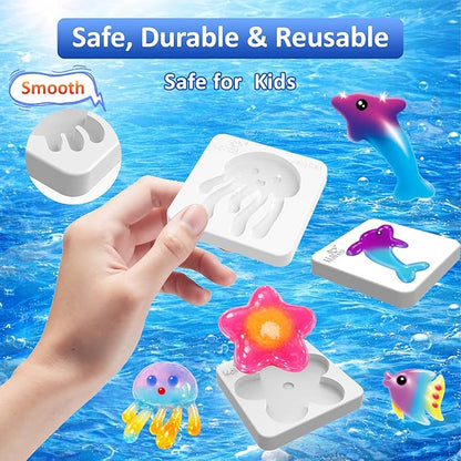 Kiditos Magic Water Elf Ocean & Nature Mold Set – 10 Reusable BPA Free Plastic Shapes for Creating Colorful Water Elves, STEM Craft Toy for Kids
