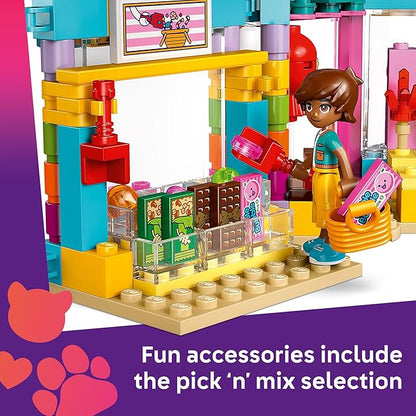 LEGO Friends Heartlake City Candy Store Building Toy - Pretend Play Set for Kids, Girls and Boys, Ages 6+ - with 2 Minidolls, a Micro-Doll, and a Cat Figure - Gift Idea for Birthday - 42649