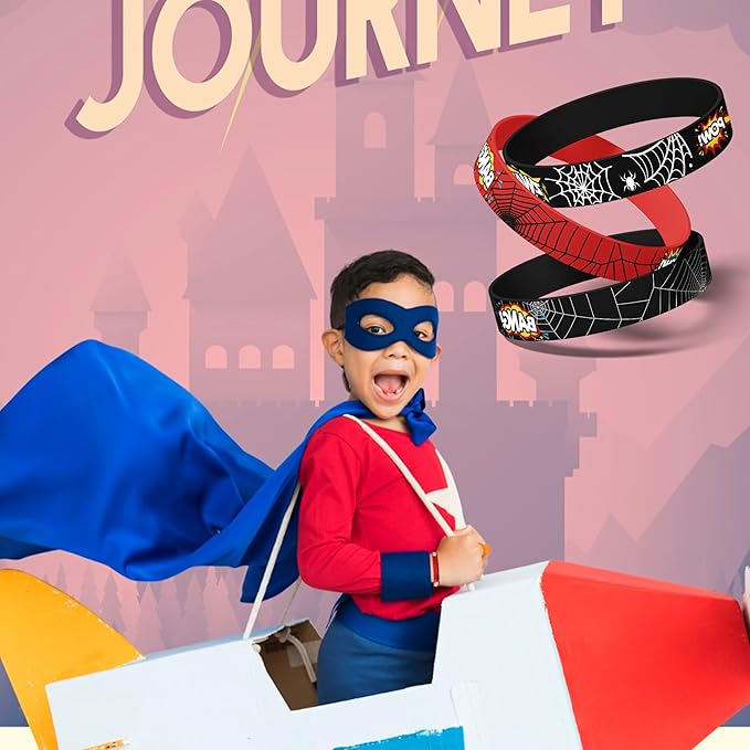 Spider Bracelets Silicone Wristband 30Pcs Superhero Spider Party Decorations Supplies for Spider Theme Kids Birthday Party Favors