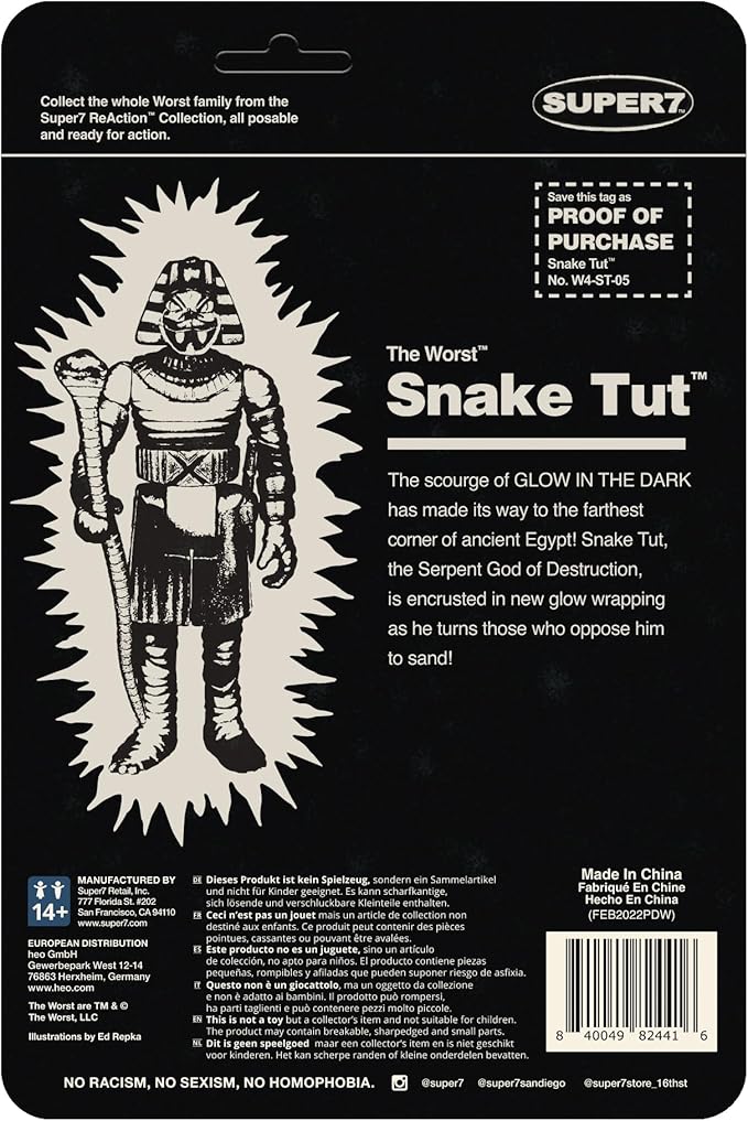 Super7 The Worst Snake TUT (Monster Glow) - 3.75" The Worst Action Figure Collectibles and Retro Toys