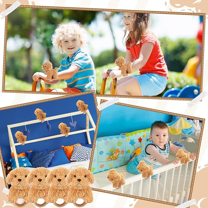 Ceenna 16 Pcs Valentine's Day Puppy Stuffed Animal Slap Bracelets Cute Puppy Slap Bracelets 8.66 Inch Adorable Puppy Slap Wrist Bracelets Bulk for Birthday Party Gifts Favors Goodie Bag Fillers