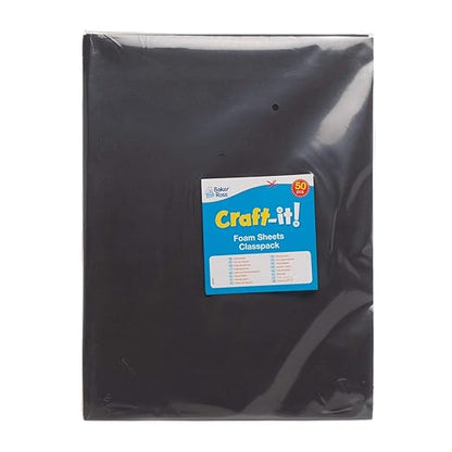Baker Ross AW961 Foam Sheets Classpack - Pack of 50, Class Pack of Craft Pages for Kids Arts and Craft Activities, Great for Cutting, Gluing or Sewing!