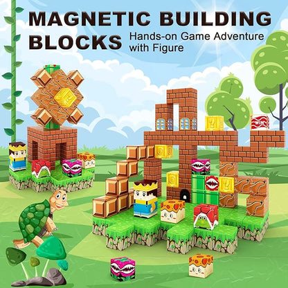 Magnetic Blocks Building Toys - Build Mine Magnet World Set Toddler Kids Sensory Toys for Boys & Girls Ages 3-5 5-7 8-12, 1'' Magnetic Cubes Game Easter Basket Stuffers for Boys