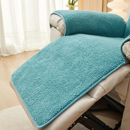 vctops Sherpa Fleece Recliner Chair Cover Super Soft Warm Plush Sofa Slipcover Furniture Protector Non Slip Washable Reclining Chair Cover for Kids, Pets (Lake Blue,22"x82")