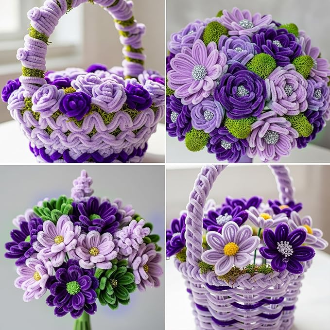 Caydo 200 Pieces Purple Pipe Cleaners Craft Chenille Stems for DIY Art Creative Crafts Party Easter Decorations (12 Inch x 6 mm)