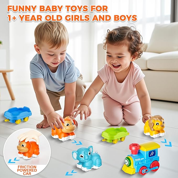 Train Set for Toddlers w/Steam, Music & Lights - Electric Train Toy for Kids with Tracks Accessories, Includes 3 Animals Car : Lion Gorilla and Elephant, Best Gifts for 1-3 4 5 6+ Years Old Boys Girls