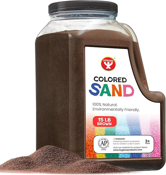 Hygloss Colored Play Sand – 15 lb Brown Craft Sand for Sand Art, Christmas Gifts & Decorations, DIY Projects, Classroom Activities, and Plant Décor – Fine, Non-Toxic Sand, Safe for Kids Ages 3+