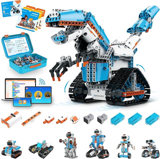 WhalesBot E7 Pro 12-in-1 STEM Coding Robot Kit for Kids 8-12, 637-Piece Building Set with Scratch Programming, Interactive Books & 3D APP Guidance – Ideal Educational Toy for Boys & Girls