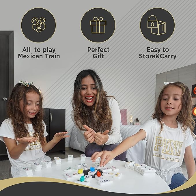 Queensell Large Double Nine Dominoes Set - Mexican Train Dominoes Set - Double 9 Dominos - Best for 2-6 Players