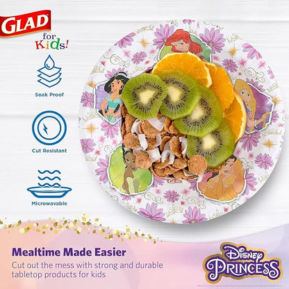 Glad for Kids Disney Princess 12oz Paper Bowls Disney Princess Paper Bowls, Kids Bowls, Kid-Friendly Paper Bowls for Everyday Use, 12oz Paper Bowls, 40 Count - 8 Pack