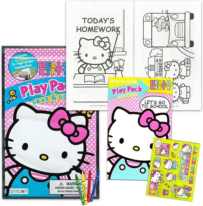 Hello Kitty Stickers Travel Activity Set Bundle with Over 300 Stickers and 12 Activity Pages (Hello Kitty Party Supplies)