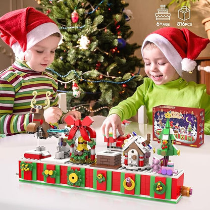 Christmas Building Blocks Sets Rotating Christmas Bells Building Sets for Kids 2024 Christmas Kits Small Xmas Building Brick Toys Gifts for Adults Teens Kids Girls Boys Ages 6+(134PCS Small Size)
