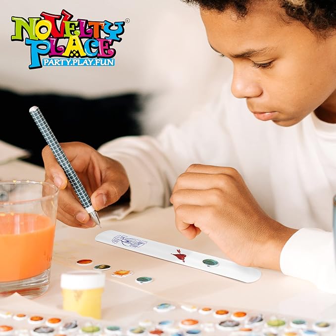 Novelty Place White Slap Bracelets, 25 Pcs DIY Blank Party Wrist Strap Snap Band for Teens & Kids - Classroom Craft Activity Prize Gift Costume