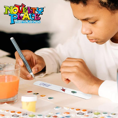 Novelty Place White Slap Bracelets, 25 Pcs DIY Blank Party Wrist Strap Snap Band for Teens & Kids - Classroom Craft Activity Prize Gift Costume