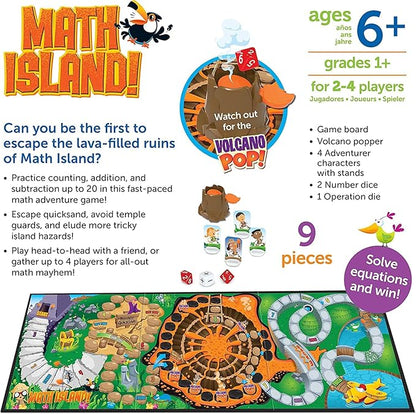 Learning Resources Math Island Addition & Subtraction Game, Educational Games, Elementary Math, Teaching Toys, Children’s Math Games, Educational Indoor Games, 8 Pieces, Age 6+