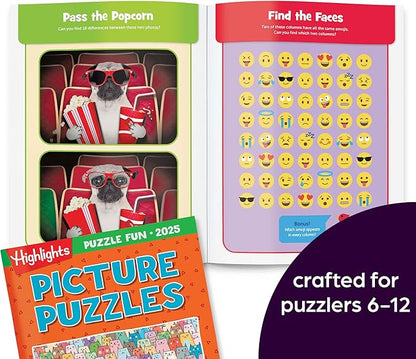 Highlights Puzzle Fun 2025 Puzzle Books for Kids Ages 6 and Up, 4-Book Set of Brain Teasers, Mazes, Word Puzzles and More Travel-Friendly Screen Free Kids Puzzles
