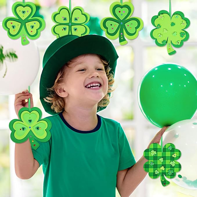 Malhaii St Patricks Day Crafts for Kids Adults, 24Set Foam Stickers Craft Kits Shamrock St. Patrick’s Day Decorations Gifts for Kids Party Games Prizes Saint Patricks Day Arts and Crafts for Kids