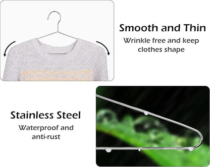 KEETDY 50 Pack Metal Hangers Coat Hangers Heavy Duty Stainless Steel Clothes Hanger for Closet Clothing Shirt Suit Pant 16.4 Inch