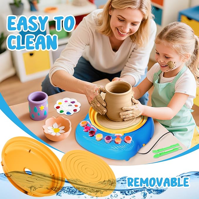 Arts and Crafts for Kids Ages 8-12, Pottery Wheel for Kids, Complete DIY Clay Wheel Pottery Kit for Beginners, Kid Crafts Toys Gifts for Girl Boys Ages 6 7 8 9 10 11 12 13 Year Old Christmas Birthday