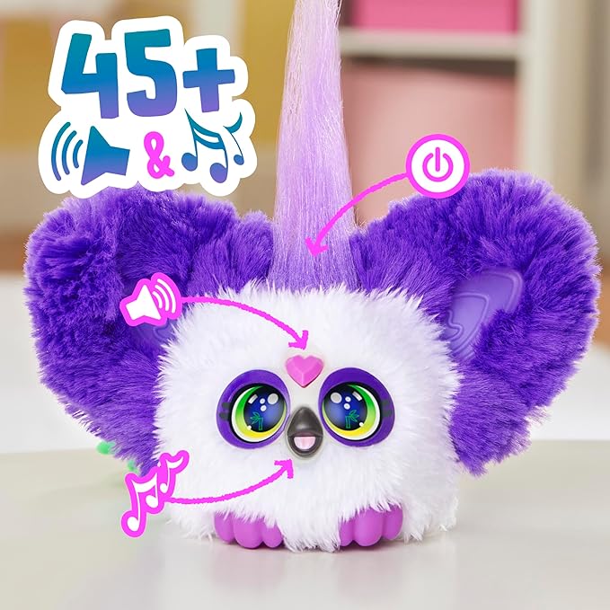 Furby Furblets Bam-Boo Mini Friend, Electronic Plush Toys for Girls & Boys, Panda, Black & White, Speaks Furbish & Plays Music, Series 5, Easter Basket Stuffers, Ages 6+
