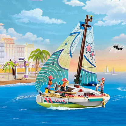 LEGO Friends Stephanie's Sailing Adventure Toy Boat Set 41716, Sailboat Building Toy with Island, Drone, and 3 Mini Figures, Creative Sailing Gift for Kids, Girls, Boys Age 7+ Years Old