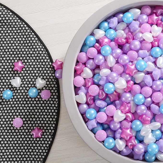 GOGOSO Ball Pit Balls,Plastics Balls for Ball Pit, Stars Hearts Shape for PastelBall for Toddlers Kids