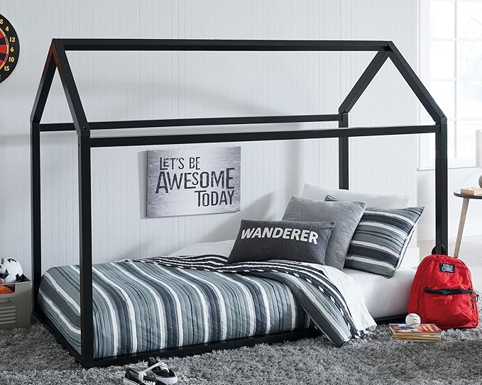 Signature Design by Ashley Flannibrook Contemporary House Bed Frame, Twin, Black