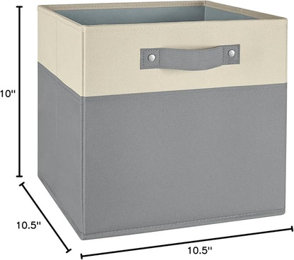RiverRidge Kids storage bins - 10.5 Cube Storage Organizer with Handles – Gray Two-Tone closet organizers and storage for Toys, Shoes & More - Fits RiverRidge Cabinets