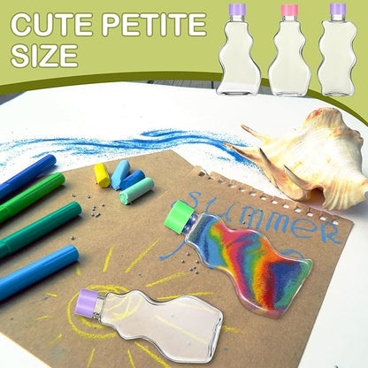 Yaomiao 30 Packs 2.5 oz Plastic Sand Art Bottles with Lids for Kids 3 Style Sand Art Clear Container for Sand Art Wedding Invitation Fun Art Craft Supply Boy Girl Decoration (Colorful Lid,Plastic Lid)