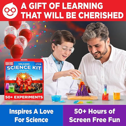 Doctor Jupiter Volcano Science Kit for Kids Ages 8-9-10-11-12-13-14 | Birthday Gift Ideas for Boys & Girls 8+ Years Old | STEM Toy with 50+ Experiments | Learning & Educational Kits