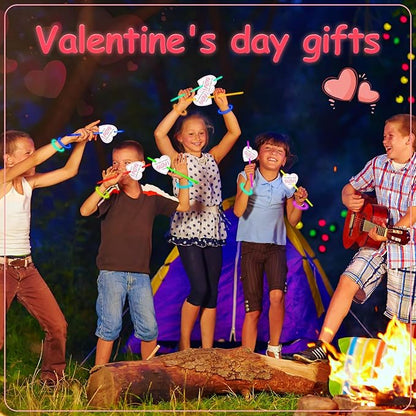 100 Sets Valentine's Day Party Supplies Gifts Include 100 Glow Sticks with 100 Heart Cards, Valentine Prize Exchange Cards Glow in the Dark Party Favors
